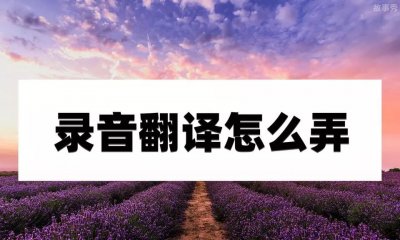 ​录音翻译怎么弄？这些翻译方法都很实用