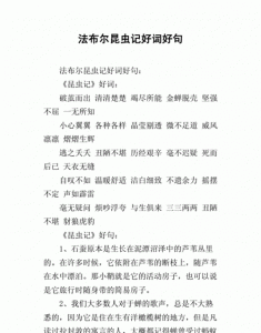 ​昆虫记好词好句，昆虫记好词好句好段，赏析？