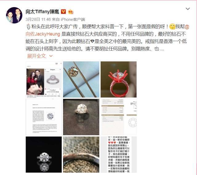 向佐求婚戒指被扒约570万，原来是还有个同父异母，珠宝大亨姐姐